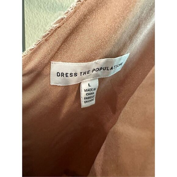 Dress the Population Sequin Knitted Embroidered Floral Lace Dress in Beige Size - Picture 10 of 11